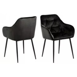 LOT DE DEUX CHAISES SST2004 NOIRE TISSUS VELOURS