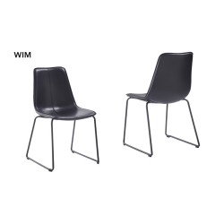 LOT DE 4 CHAISES SWYM NOIRE CUIR LOOK