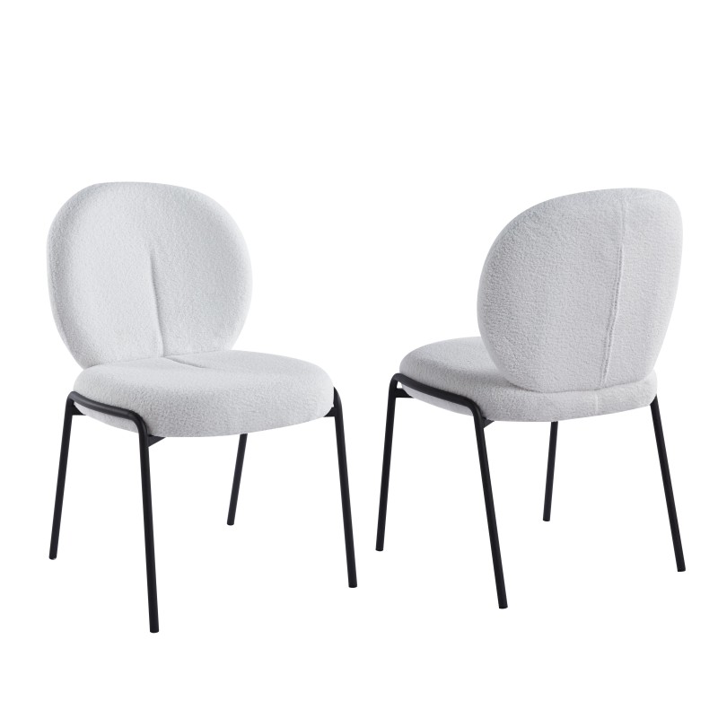 LOT DE 2 CHAISES SKJC4 TISSUS BLANC