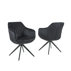 LOT DE 2 CHAISES SKJC76 TISSUS BLACK PIVOTANTE