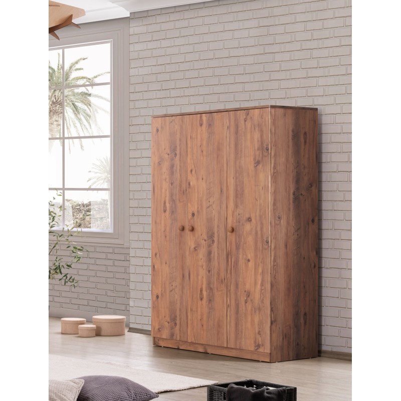 GARDE-ROBE 3 PORTES BATTANTES  STRIPO WALNUT