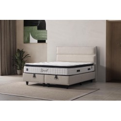 LIT BOXSPRING SEXCELLENT AVEC COFFRE DE RNAGEMENT ET MATELAS RESORTS ENSACHES 25CM 140-160-180/200 CM