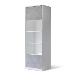 VITRINE SMART UNE PORTE BLANC/GRIS OPAQUE