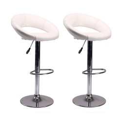 TABOURET DE BAR S5512-1 CUIR LOOK BLANC