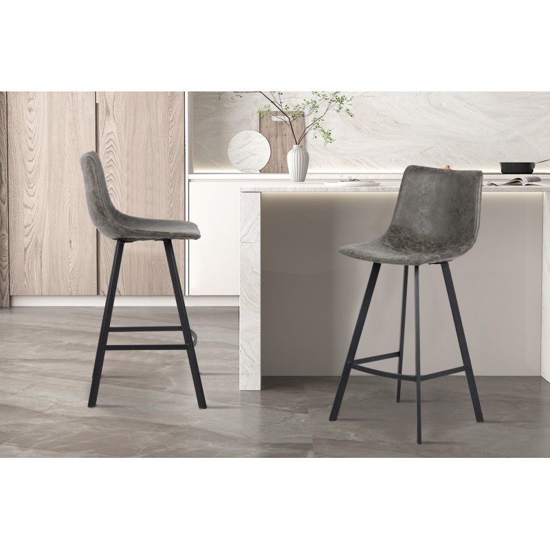 TABOURET DE BAR SOZAN  CUIR PU 4 PIEDS