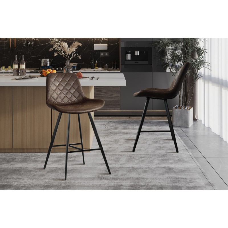 TABOURET DE BAR SALICANTE  CUIR PU 4 PIEDS