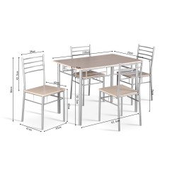 TABLE DE CUISINE S5000 AVEC SES CHAISES EN METAL ET PARTICULE