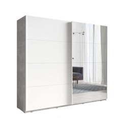 GARDE ROBE SSOMA EN BLANC ET BETON 250 CM PORTES COULLISANTES