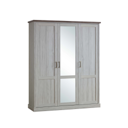 GARDE-ROBE 3 PORTES BATTANTES  SELLA LIGTH OAK TOP BROWN